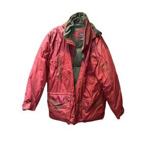 Coleman Outdoors Puffer Down Feather Warm Jacket Winter Coat XL Burgundy Green